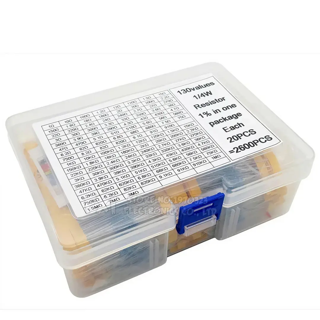 Kit resistencias 1/4W 1% 2600 pcs 130 valores — foto 01